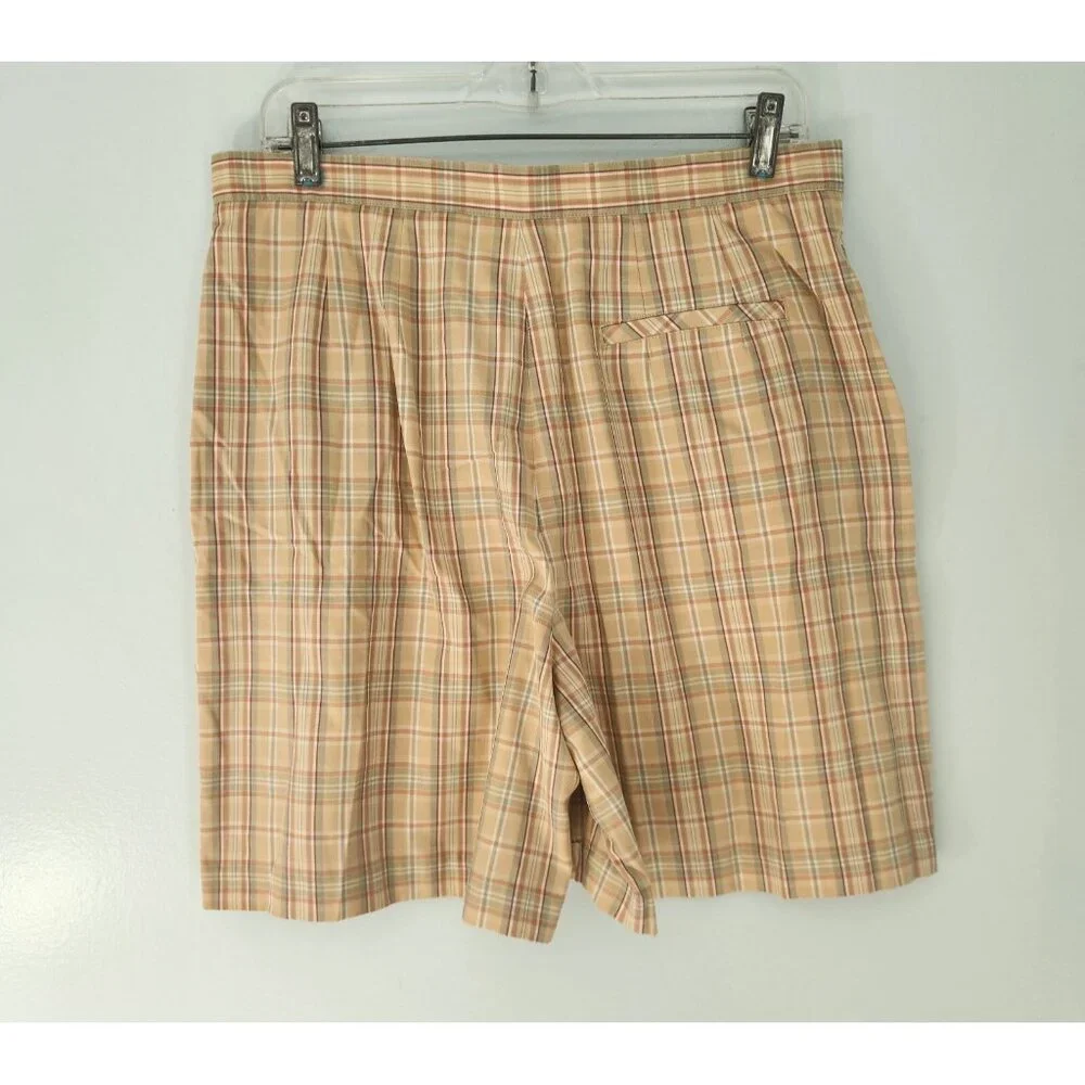 LIZ CLAIBORNE Liz Golf Skort Skirt Size 14 Yellow Beige Green Plaid EUC‎